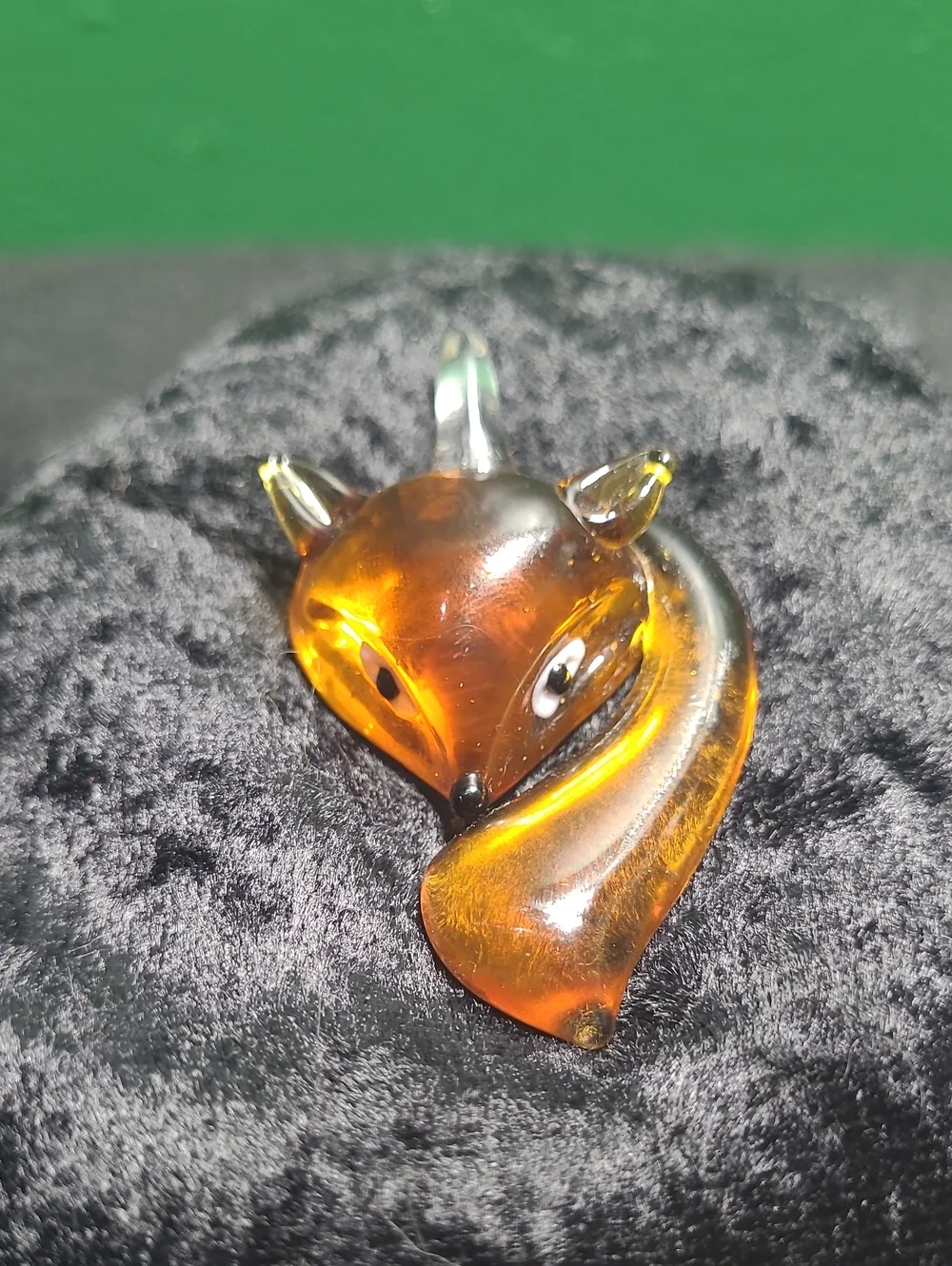 Amber Glass Fox Necklace Pendant - Picture 2 of 4